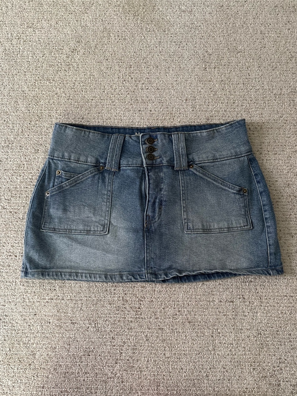 No Boundaries Washed Blue Denim Mini Skirt